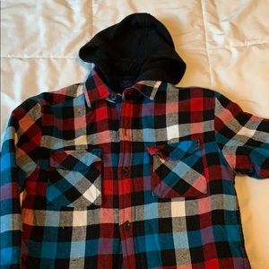 Burnside Fleece-lined flannel skater hoodie